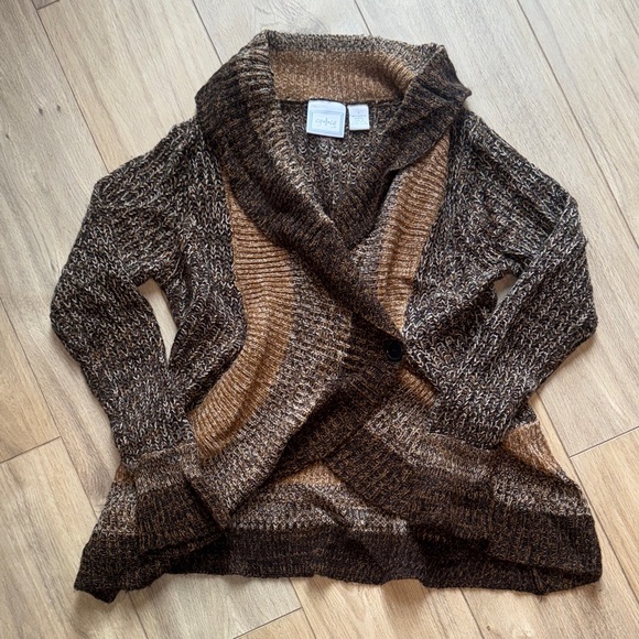 Sweaters - CG L CG Long Sleeve Flowy Brown Knit Wrap Cardigan Blouse